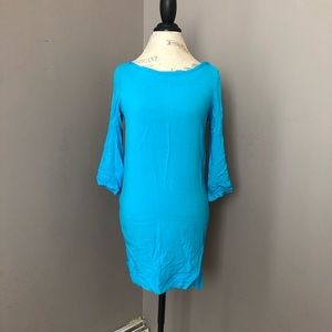 Blue shift dress with zipper detail